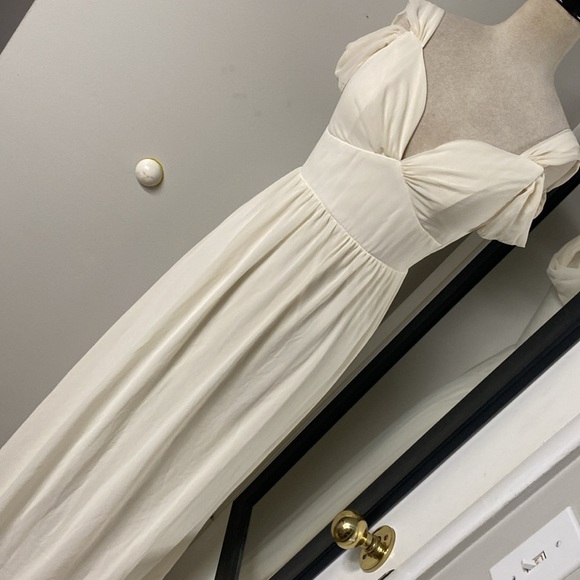 vintage wedding dress off the shoulder midi boho style - Picture 2 of 8